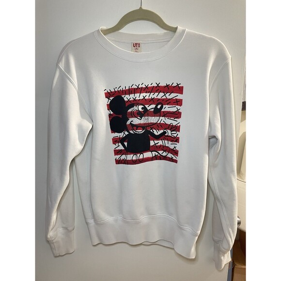 Uniqlo Disney Mickey Mouse x Keith Haring Artwork Pullover White Sweatshirt XXS - Picture 3 of 6